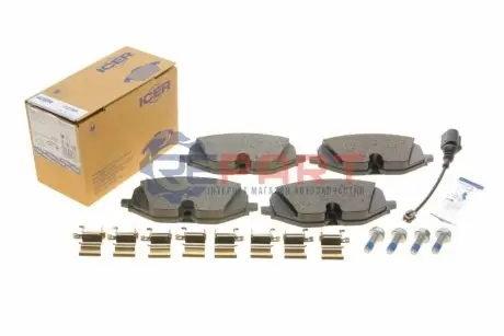 Фото Колодки гальмівні (передні) Audi A3/Skoda Octavia/Seat Leon/VW Golf VIII 19-/Caddy 20- (+датчик) ICER (182369) зображення 1