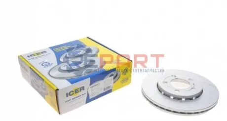 Диск гальмівний (передній) Skoda Fabia/Octavia 98-15/VW Golf 97-07/Polo 01- (256x22)(з покр)(вент) ICER 78BD56022 Купити в Україні