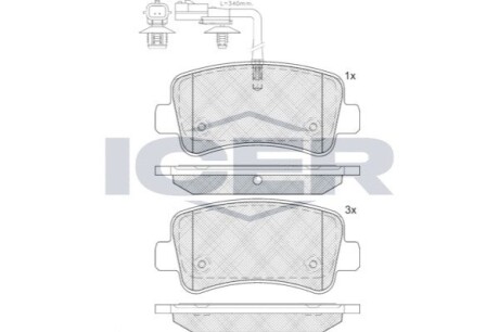 Колодки тормозные (задние) Renault Master III/Opel Movano B/Nissan NV400 10-(+датчик)(однокатковый)) ICER LM2001