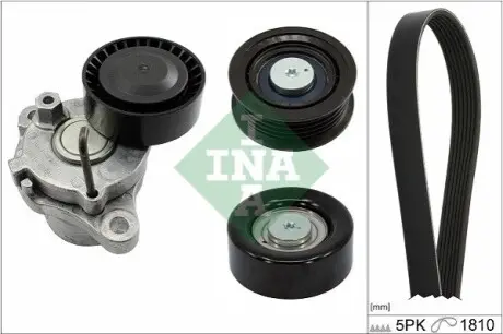 Комплект поликлинових ременів (з роликами) HYUNDAI ACCENT III, ACCENT IV, ELANTRA IV, ELANTRA V, GETZ, I20 ACTIVE, I20 I, I20 II, I30, I40 I, I40 I CW, IX20, IX35 KIA CARENS IV 1.1D-1.7D 03.05 INA 529 0299 10