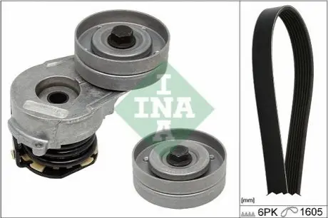 Комплект поликлинових ременів (з роликами) OPEL ASTRA H, ASTRA H CLASSIC, ASTRA H GTC, ZAFIRA B 1.7D 02.07 INA 529033010