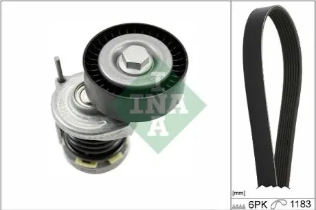 Комплект поликлинових ременів (з роликами) SEAT CORDOBA, IBIZA III, IBIZA IV, IBIZA IV SC SKODA FABIA I, FABIA I PRAKTIK, FABIA II, ROOMSTER, ROOMSTER PRAKTIK VW POLO IV 1.4D/1.9D 01.00-06.10 INA 529046610