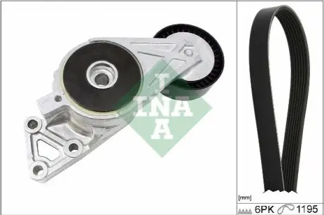 Комплект поликлинових ременів (з роликами) AUDI A3, TT SEAT ALHAMBRA, CORDOBA, IBIZA II, LEON, TOLEDO II SKODA OCTAVIA I VW BORA, BORA I, CADDY III, GOLF IV, MULTIVAN T5 1.4-2.0LPG 09.95-08.15 INA 529 0470 10