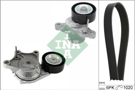 Комплект ремня генератора Citroen Berlingo/Peugeot Partner 1.6 HDi 10- (6PK1020) INA 529 0578 10