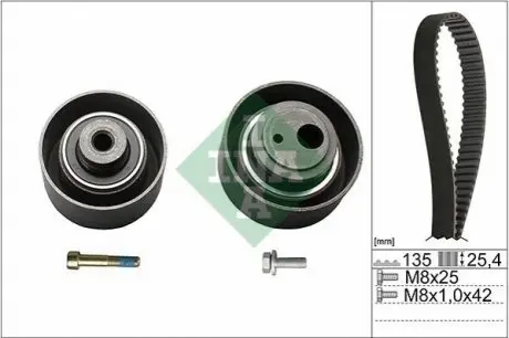 Комплект ГРМ (ремінь + ролик) CITROEN SAXO, XSARA PICASSO PEUGEOT 106 II, 206, 208 II, 306 1.6 06.94 INA 530 0055 10