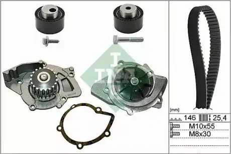 Комплект ГРМ (ремінь + ролик + водяний насос) CITROEN C5 I, C8 FIAT ULYSSE LANCIA PHEDRA PEUGEOT 406, 607, 807 SUZUKI GRAND VITARA I 2.0D/2.2D 02.00 INA 530023430