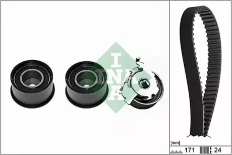 Комплект ГРМ (ремінь + ролик) BUICK SKYLARK CHEVROLET ALERO, CAPTIVA, CAVALIER, MALIBU, VECTRA DAEWOO LEGANZA OPEL ANTARA A, FRONTERA A, FRONTERA B, OMEGA B, SINTRA 2.2/2.4/2.4LPG 09.93 INA 530035810