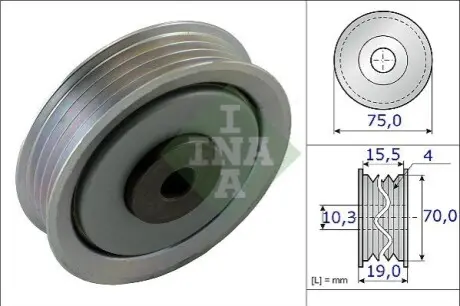 Натягуючий ролик поліклинового ременя DAIHATSU EXTOL, MATERIA, SIRION, TERIOS SUBARU JUSTY IV TOYOTA BB II, CAMI 1.3/1.5 06.99 INA 531 0845 10