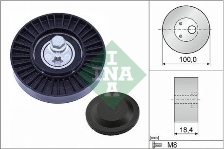 Ролик генератора Audi A4/A6/VW Touareg 3.0 TSI 17- (натяжний) (100x18.4) INA 531 0966 10