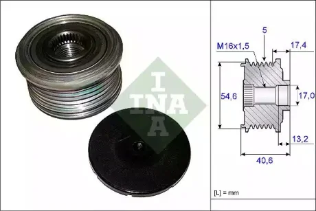 Шкив генератора, 1.5dCi (4 дорожки) INA 535010910