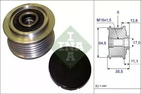 Шків генератора AUDI A6 ALLROAD C6, A6 C6, A6 C7 2.8/3.0/3.2 05.04-05.12 INA 535020110
