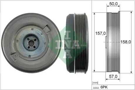 Шків колінчастого валу (кількість ребер: 6) AUDI A4 B9, A5, Q5 2.0H 05.17 INA 544051310 Купити в Україні