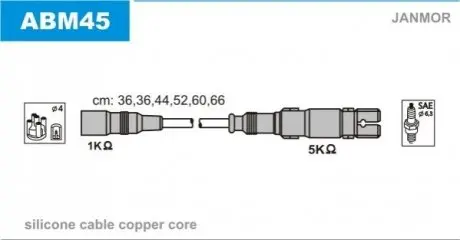 Провода в/в Audi 80/100/A4/A6/A8 2.4/2.4Q/2.6/2.6Q/2.8 Janmor ABM45