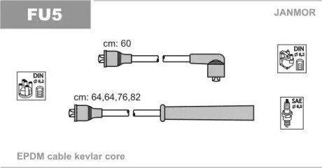 В/в провода (каучук) Ford Cortina 1.6 2.0 77-82, Sierra 1,6 Ohc Janmor FU5 (фото 1)