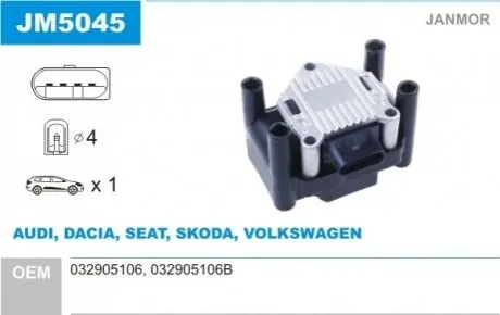 Котушка запалювання Janmor JM5045