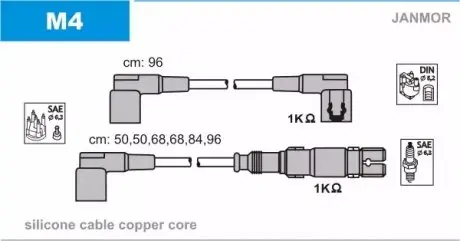 К-кт проводов DB 2,6/3,0 2.6/3.0 (M103) 09.85-08.93 Janmor M4