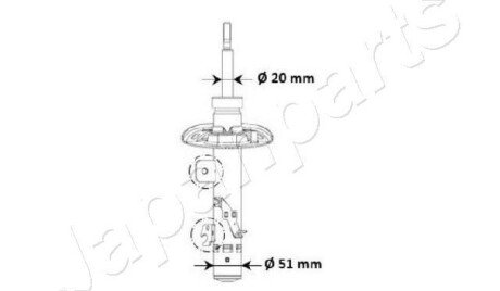 CITROEN Амортизатор лівий C3 AIRCROSS 1.2-1.6 17-, C4 CACTUS 1.2-1.6 14-, OPEL CROSSLAND X 1.2/1.6 17-, PEUGEOT 2008 1.2 15- JAPANPARTS MM-00974