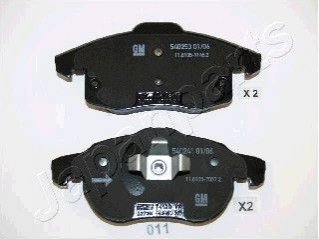 Гальмівні колодки перед. OPEL Vectra C, Astra H, Zafira B FIAT Croma 05- SAAB 9-3 JAPANPARTS PA011AF (фото 1)