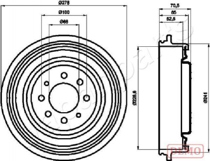 Гальмівний барабан RENAULT Kangoo JAPANPARTS TA-0703C (фото 1)