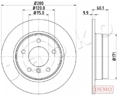 Диск тормозной (задний) BMW 3 (E36/E46) 91-05 (280x10) (с покрытием) (полный)) JAPKO 610107C (фото 1)