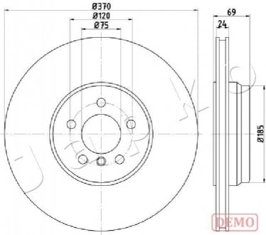 Диск тормозной (задний) BMW X3 (F25)/ X4 (F26) 10- (330x20) (с покрыт.) (вентил.) (с отверстиями)) JAPKO 610127C