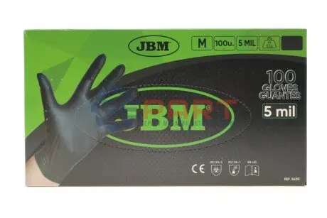 Рукавиці нітрилові (M) 100шт (5mil) (чорні) JBM 54151 Купити в Україні