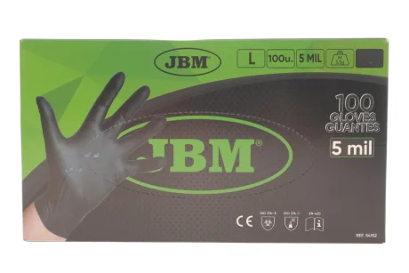 Рукавиці нітрилові (L) 100 шт. 5 mil (чорні) JBM 54152