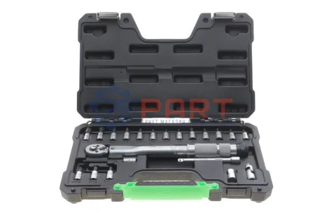Ключ динамометричний 1/4" 2-25 Нм 270 мм + головки зі вставкою 20 од. JBM 54269