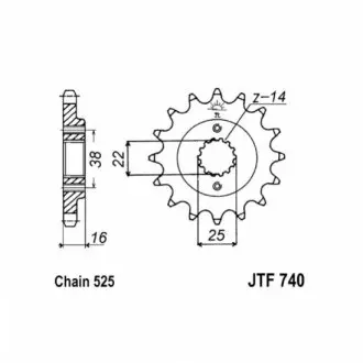 Зірка передня JT SPROCKETS JTF74014