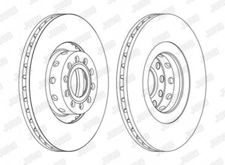 Тормозной диск передний Audi A6, S6, A8, S8 quattro / VW Phaeton4motion Jurid 562175JC1 (фото 1)