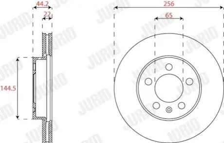 Диск гальмівний (передній) Audi A1/Seat Ibiza/VW Polo 17- (256x22) (з покриттям) (вентильований) Jurid 563227JC