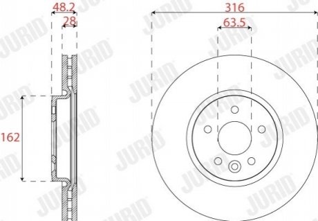 Тормозной диск передний Jaguar XE Jurid 563304JC (фото 1)