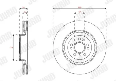 Диск гальмівний (передній) MB M-class (W166)/GL-class (X166) 11-(350x32) Jurid 563482JC1
