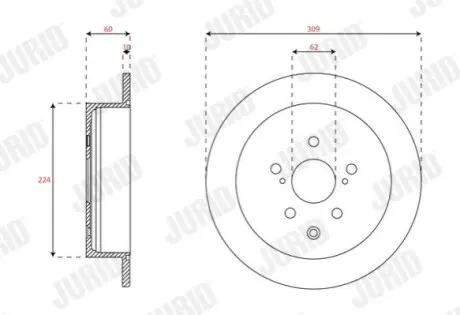 Диск тормозной (задний) Lexus RX 08-15 (309x10) Jurid 563493JC