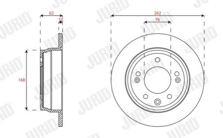 Тормозной диск задний Hyundai Sonata VI, VII (2014->) / KIA Optima (2010->) Jurid 563591JC (фото 1)