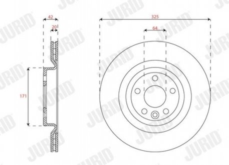 Тормозной диск задний Land Rover Discovery Sport, Range Rover Velar Jurid 563639JC (фото 1)