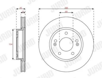JURID KIA Гальмівний диск передн. NIRO I, HYUNDAI IONIQ Jurid 563700JC Купити в Україні