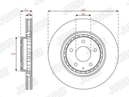 MAZDA Диск гальмівний передній CX-5 (KF) 2.2 D 17- Jurid 563714JC