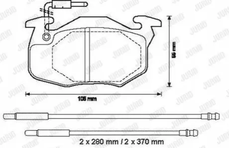Колодки гальмівні (передні) Peugeot 106 91-04/205/305/309/405 82-98/Renault Clio 91-98 (з датчик.) Jurid 571525J Купити в Україні