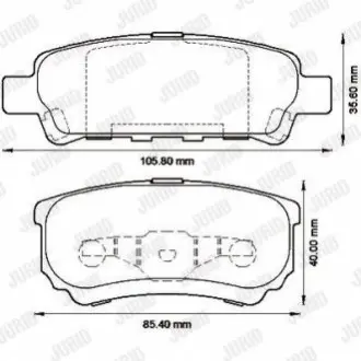 Колодки гальмівні (задні) Mitsubishi Outlander/Lancer 1.3-2.4 01- (Akebono) Jurid 572547J Купити в Україні