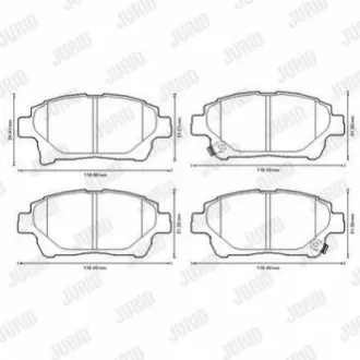 Колодки гальмівні (передні) Toyota Corolla 01-08/Prius 00-04/Yaris 99-05 Jurid 572618J