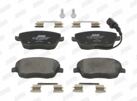 Колодки гальмівні (передні) Seat Ibiza/VW Polo 01-09/Skoda Fabia 99-14/Roomster 06-15 (+датчик) Jurid 573127J Купити в Україні
