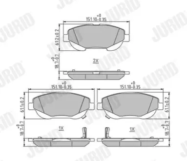 Колодки гальмівні (передні) Toyota Avensis 08-18/Verso 09-18 Jurid 573631J Купити в Україні