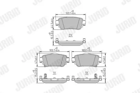 Колодки гальмівні (задні) Nissan Leaf 17-/Qashqai/X-trail 13-/Renault Kadjar 15-/Koleos 16- (TRW) Jurid 573658J Купити в Україні