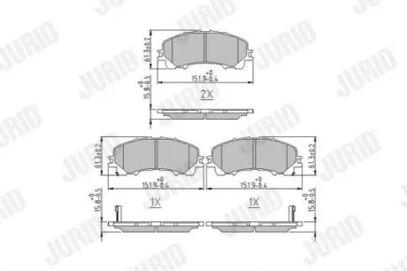 Колодки гальмівні (передні) Nissan X-Trail/Infiniti Q50 13-/Renault Koleos 16 Jurid 573789J Купити в Україні