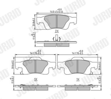 Гальмівні колодки задні Jeep Grand Cherokee IV (WK, WK2) Jurid 573860J (фото 1)