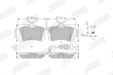 Колодки гальмівні (задні) Audi A4/A6/Skoda SuperB 01-09/Renault Clio 05-14/VW Golf/Passat 84-02 (Lucas/TRW) Jurid 573938J Купити в Україні