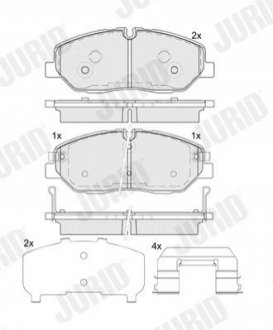 Тормозные колодки передние Hyundai H350 (2015->) Jurid 574139J (фото 1)