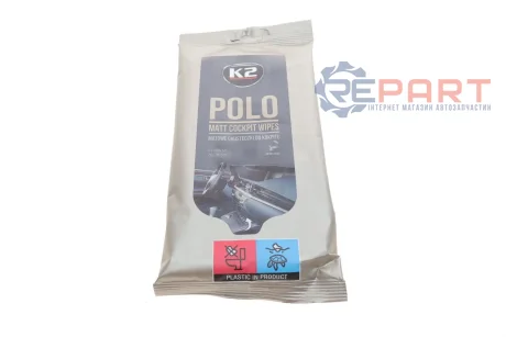 Серветки для догляду за елементами з пластмаси та гуми в салоні Polo Matt Cockpit Wipes (24 шт) K2 K425
