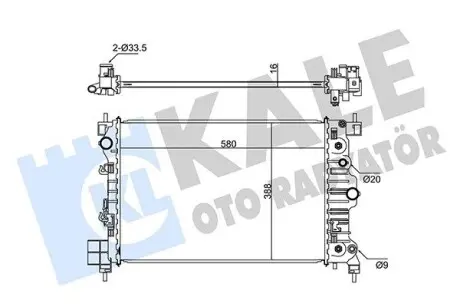 KALE CHEVROLET Радіатор охолодження двиг. (з осушувачем) AVEO 1.6 11 Kale 346080 Купити в Україні